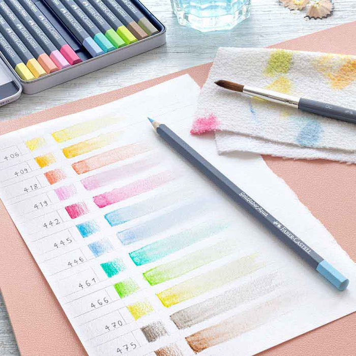 Goldfaber Aqua Aquarellstift / 12er Metalletui / Pastelltöne / Faber Castell