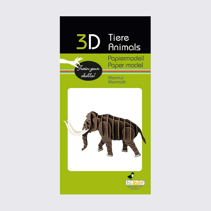 3D Papiermodell / Mammut / Schwarz
