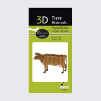 3D Papiermodell / Kuh / braun
