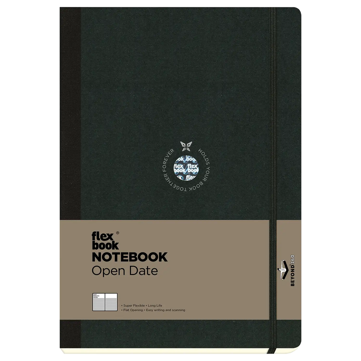 Global Notebook / ruled / linierten Seiten / open date Diary / Flexbook mit Gummiband / black