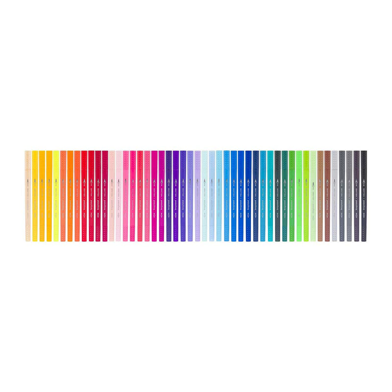 Bruynzeel, Twintip, Fineliner und Brush Pen, Pinselstifte, 48 Farben, geöffnet