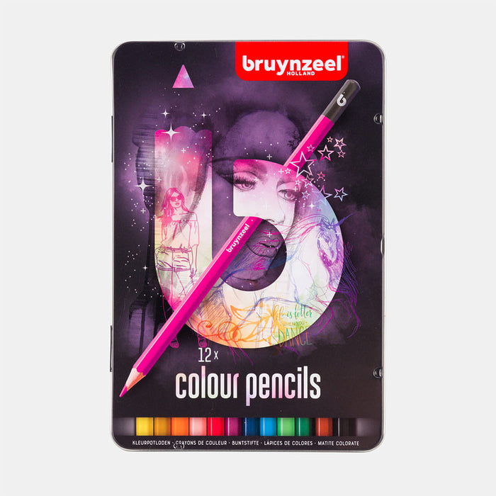 Bruynzeel / 12 x colour pencils / Buntstifte / Metalletui 12 Stück