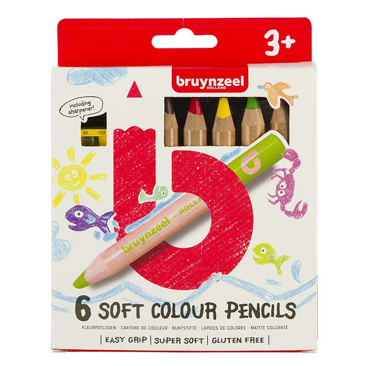 Bruynzeel, Set mit 6 weichen Buntstiften für Kinder Produktansicht