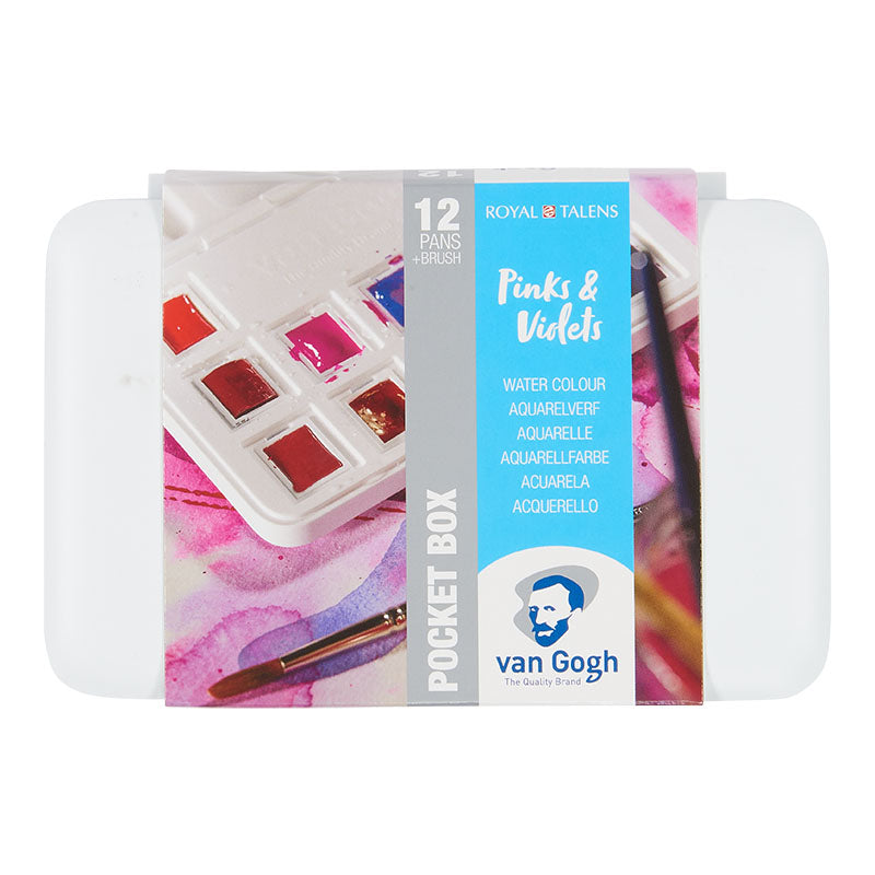 Van Gogh / Watercolour Pocket box / 12 Pans Pinks & Violets