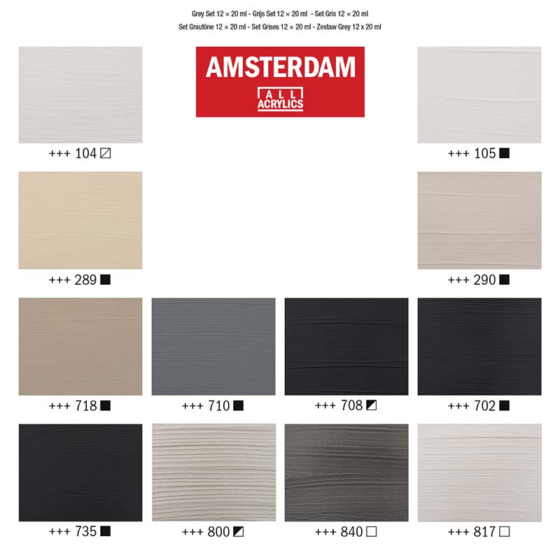 Amsterdam /  Grey Set / 12x20ml / Acrylfarbe