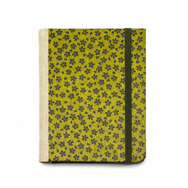 3 Jahresplaner, vergleichendes Tagebuch, Schwarze Blume auf Grün,  Lackpapier, Hersteller Blaupause Aussenansicht des Einbandes