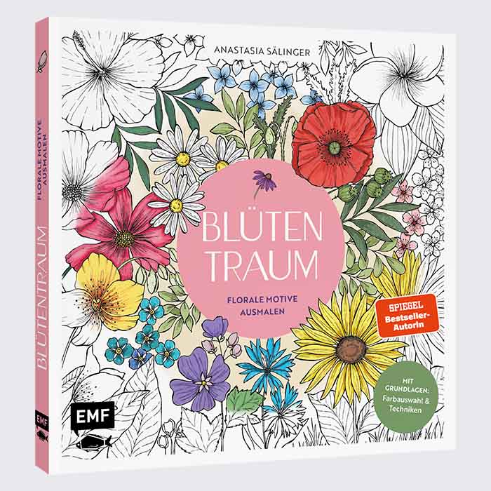 EMF / Anastasia Saelinger / Blütentraum – Florale Motive ausmalen  / 25 x 25 cm / Softcover