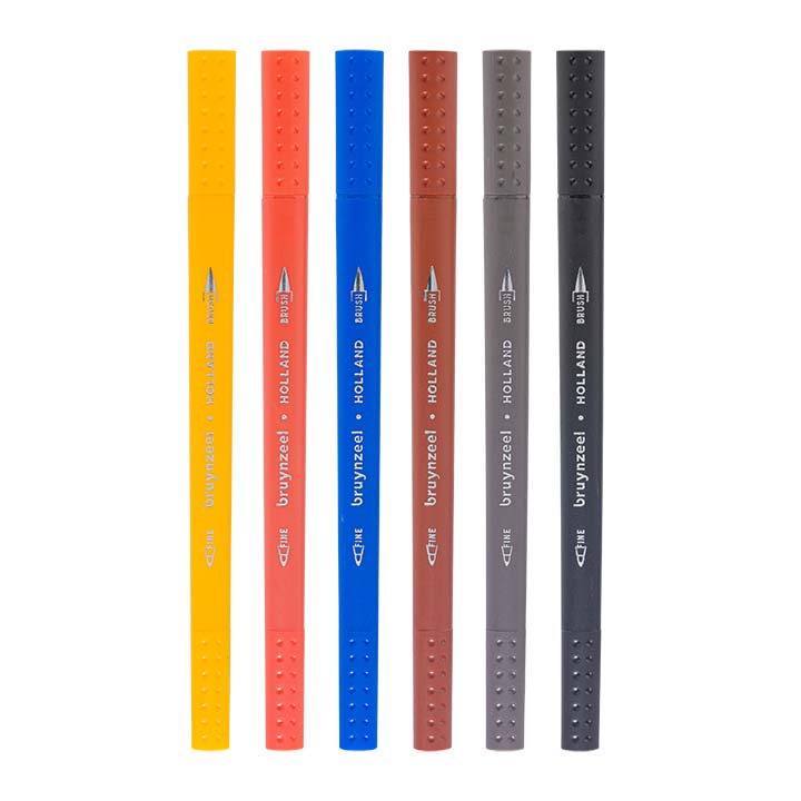 Bruynzeel, Amsterdam Edition, 6 Colours, Fineliners, Brush Pens, Ansicht Einzelstifte