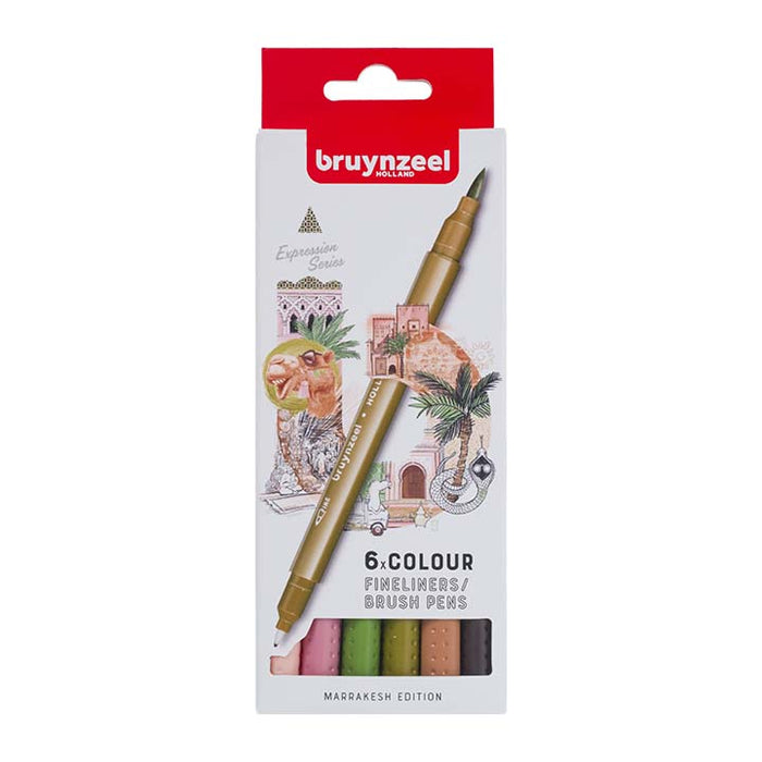 Bruynzeel, Marrakesh Edition, 6 Colours, Fineliners, Brush Pens, Produktansicht