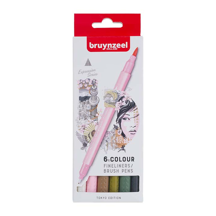 Bruynzeel, Tokyo Edition, 6 Colours, Fineliners, Brush Pens, Produktansicht
