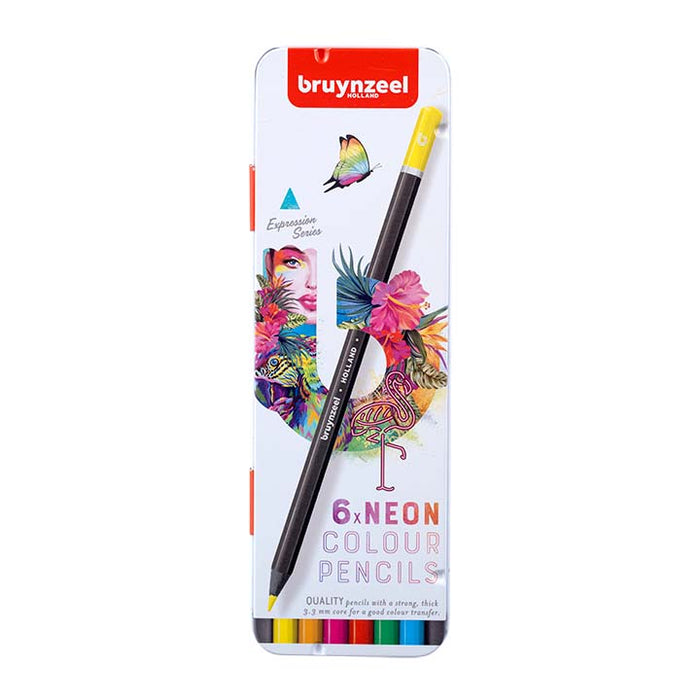 Bruynzeel, Expression, Farbstifte, Neonfarben, Metalletui, 6 Stück, Produktansicht