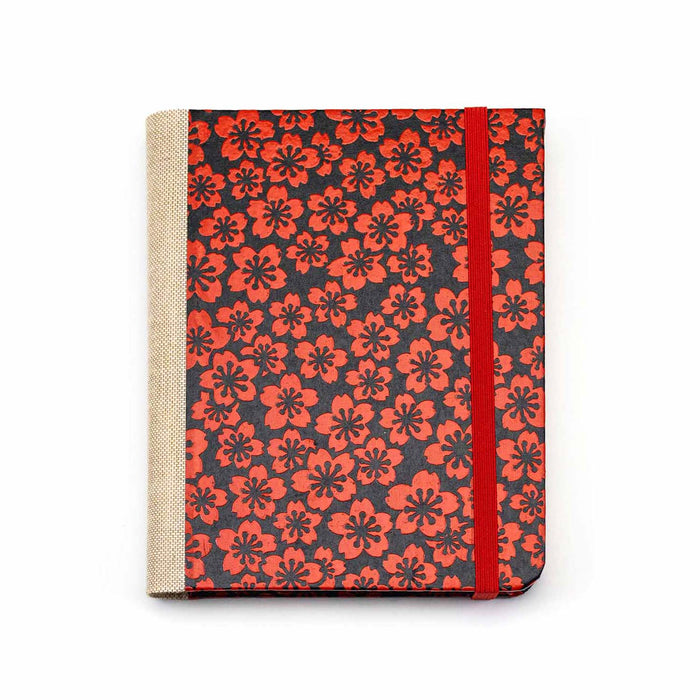 3 Jahresplaner, vergleichendes Tagebuch,  small red flower on black,  Lackpapier, Hersteller Blaupause, Aussenansicht Einband