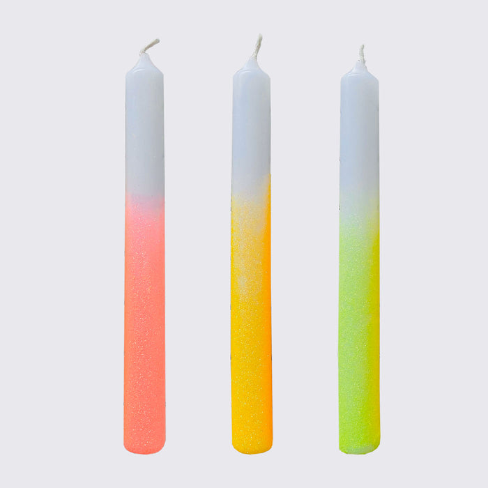Dip Dye Glitter/ Glitzer Neon / 3 Kerzen