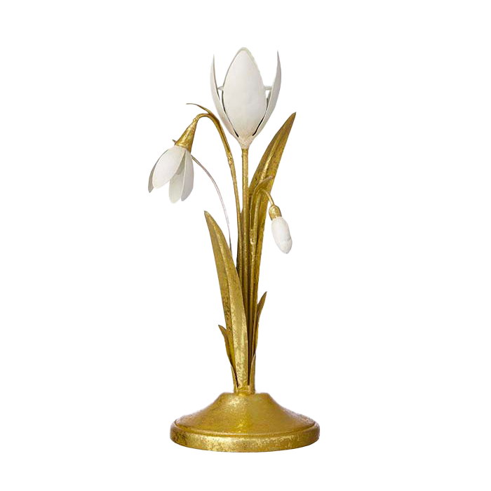 Bungalow / Golden Candle holder / Snowdrops