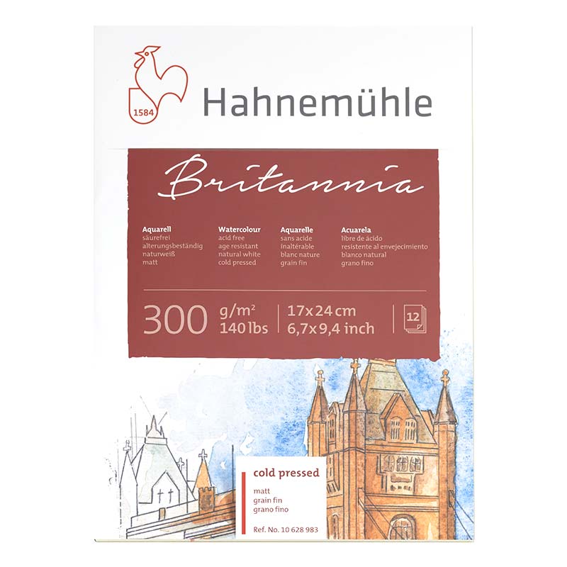 Hahnemühle / Britannia / Aquarellblock / 300g/m² / naturweiß / cold pressed / matt / grain fin