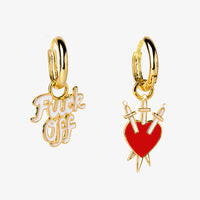 Yellow Owl Workshop / Ohrringe / Creolen / F*ck Off & Heart Hoop Earrings