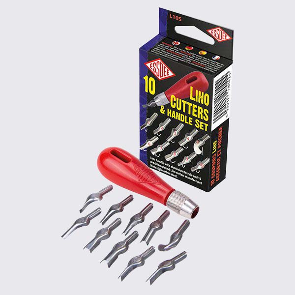 Essdee / Lino Cutters & Handle Set / Linolschnitt Werkzeug / 11teilig