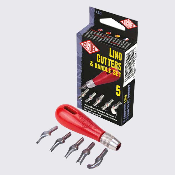 Essdee / Lino Cutters & Handle Set / Linolschnitt Werkzeug / 6tlg