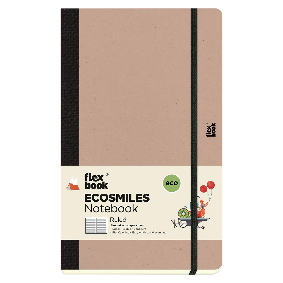 Ecosmiles Notebook / Almond / liniert /  Seiten aus recy. Papier von Zitronenfrüchten / 13x21cm