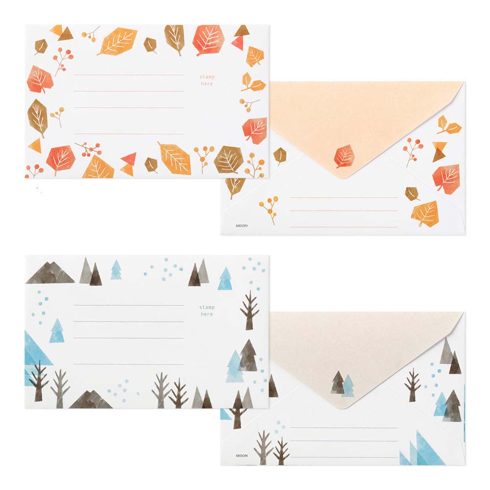 Briefset / Midori/ Letterpress / Letter Set Four Seasons / Seasonal Plants
