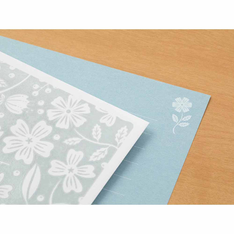 Briefset / Midori/ Letterset Watermark Flower Blue