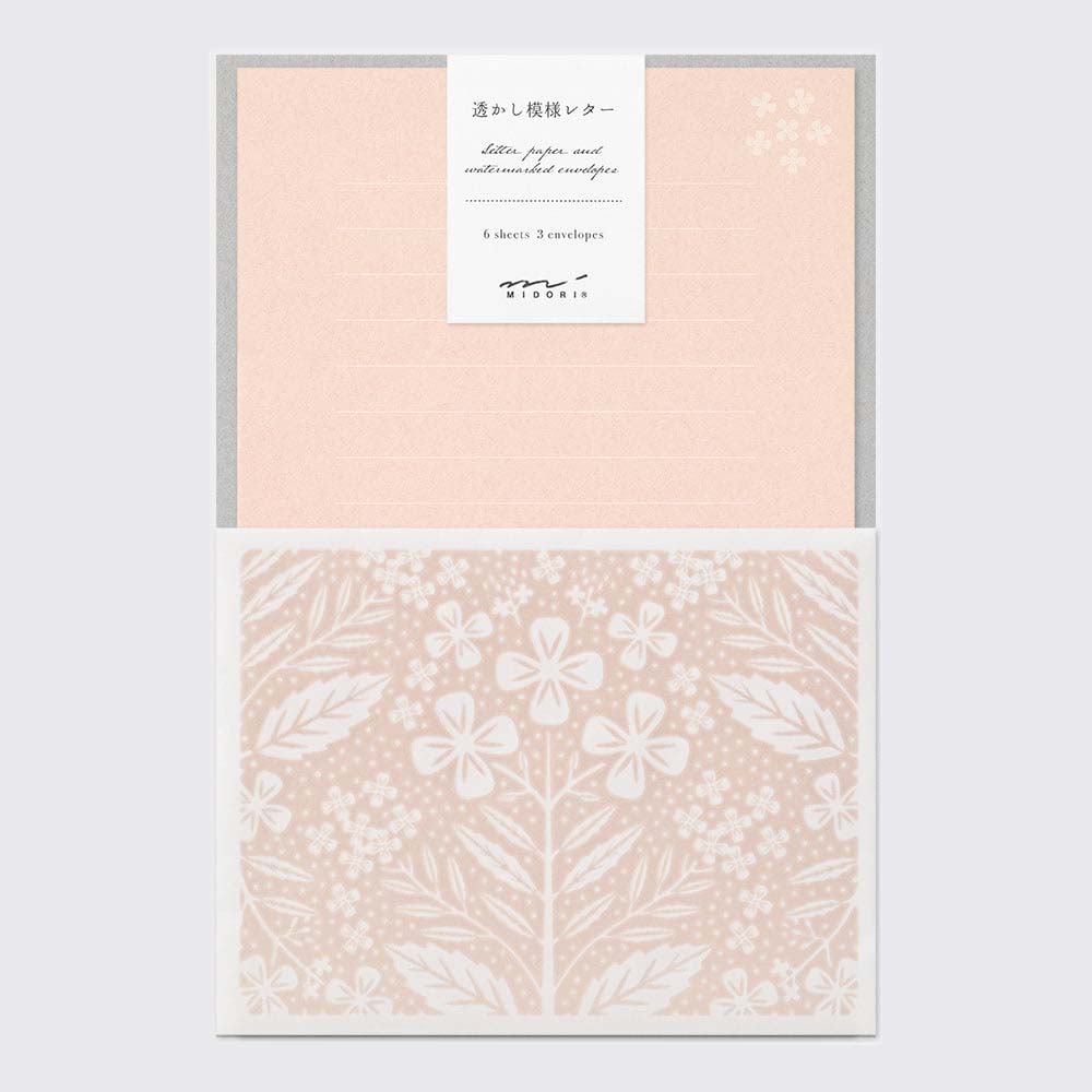 Briefset / Midori/ Letterset Watermark Flower Pink