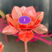 Candle holder / Kerzenhalter / Lotus Metallic Shine apricot  / Set2