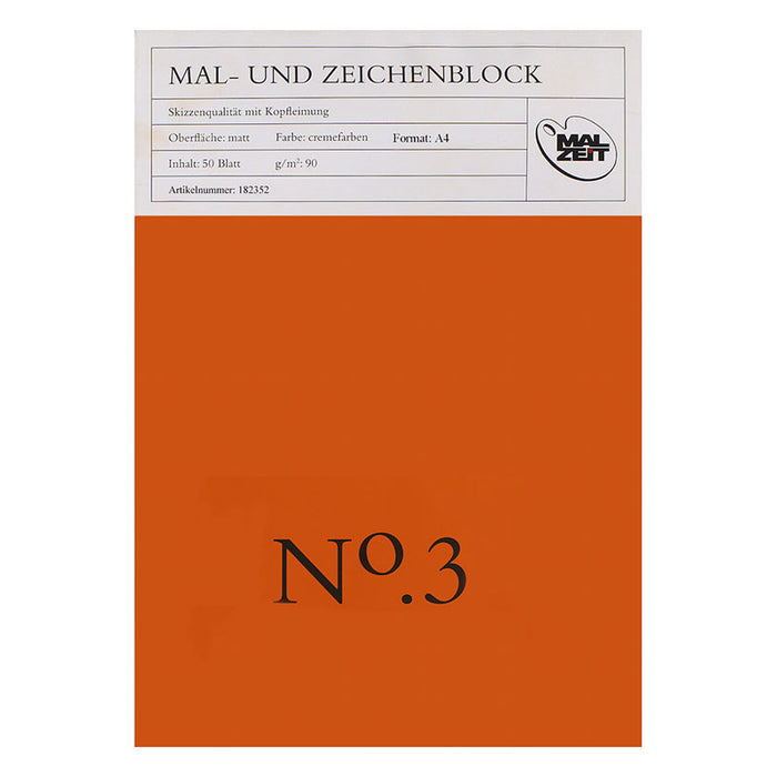 Ami,      Mal- u. Zeichenblock No. 3, 90 g/m²,     50 Blatt     Cremefarbenes Skizzenpapier mit matter Oberfläche     kopfgeleimt