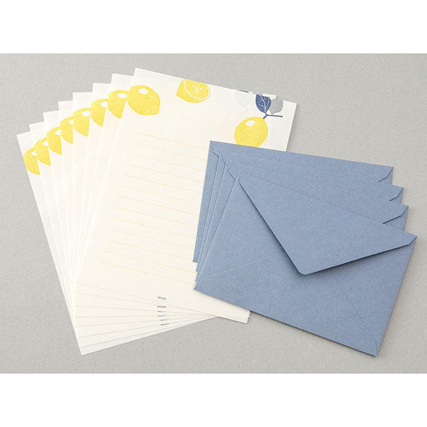 Briefset, Hersteller Midori, Letterpress , lemon, Zitrone, Ansicht des Gesamtproduktes