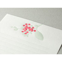 Briefset, Hersteller Midori,  Letterpress , rote Beeren, Nahansicht des Briefpapiers
