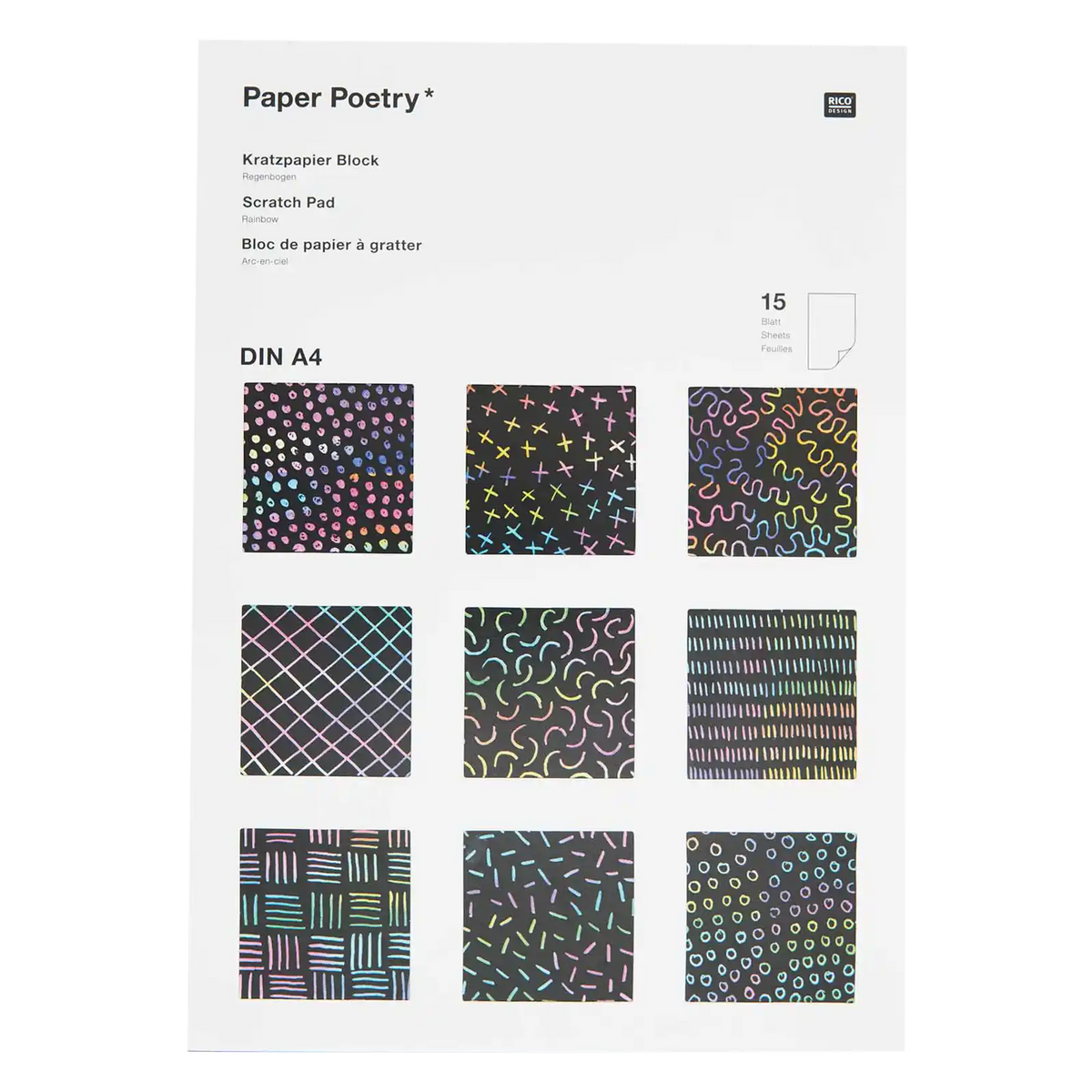 Paper Poetry / Kratzpapierblock / A4 / 15 Blatt