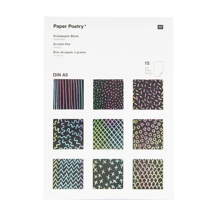 Paper Poetry / Kratzpapierblock / A5 / 15 Blatt