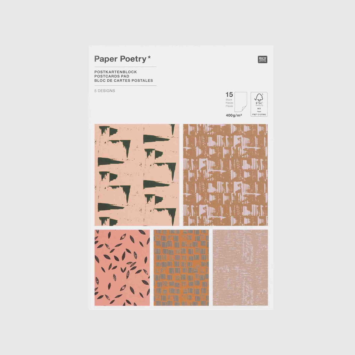 Paper Poetry / Postkartenblock / Struktur / 15 Blatt