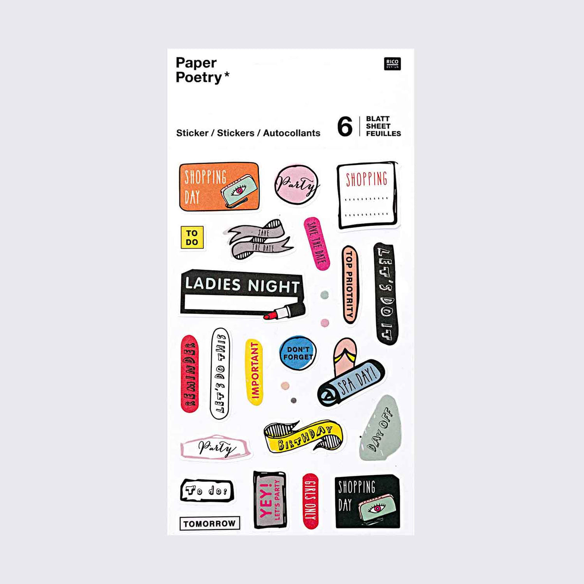 Paper Poetry / Sticker / Organisation 6 Blatt