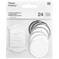 Papieranhänger- Kreise- 4cm -24 Stück -weiß-mit-schnur-Verpackung-vorn