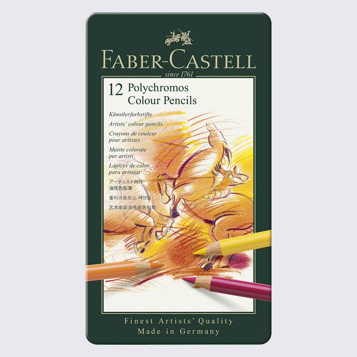 Polychromos Farbstift / 12 Set / Metalletui / Faber Castell