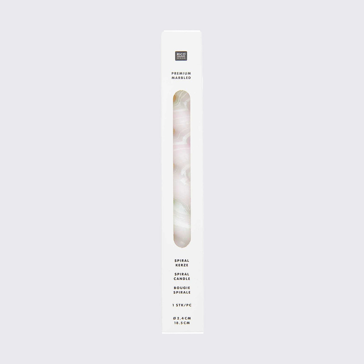 Rico Design / Spiralkerze / 1 Stueck / 2,4x18,5cm / marmoriert / Pink _Grün
