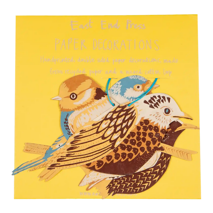 Papierdekoration / Frühlingsvogel 4 Set / zum aufhängen / Handsiebdruck / Baumwollpapier