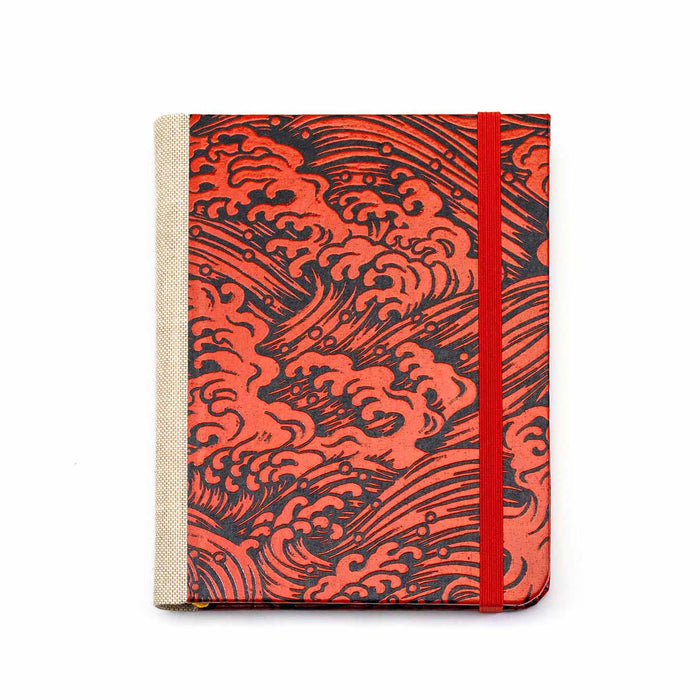 3 Jahresplaner , vergleichendes Tagebuch,  big red wave on black , Lackpapier Aussenansicht