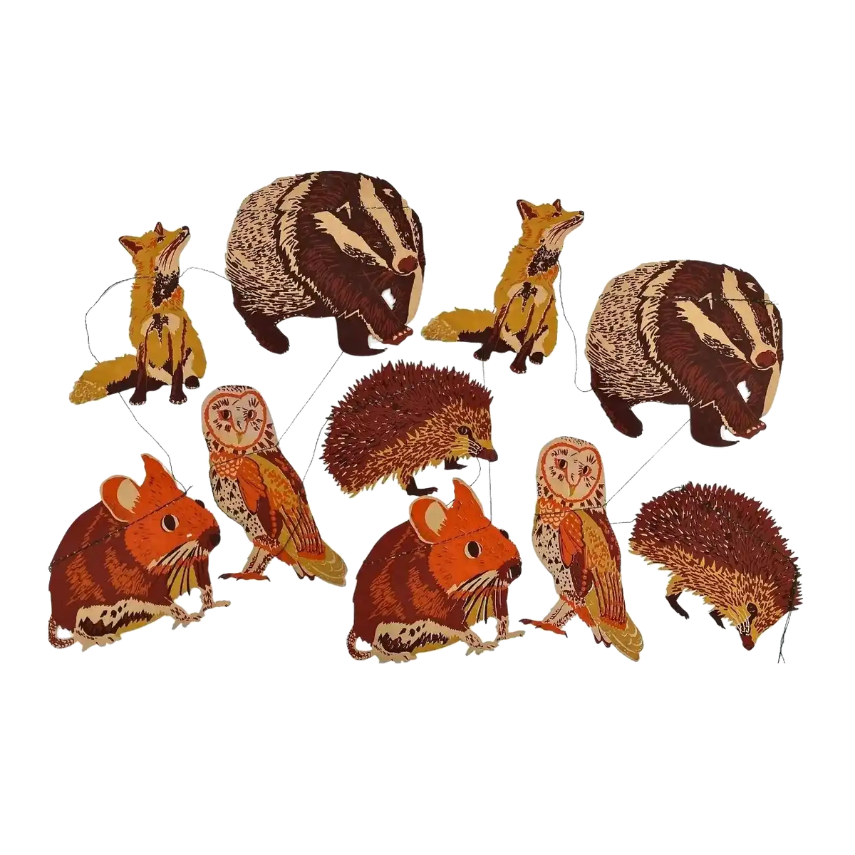 Girlande / Wildlife / 3m / Handsiebdruck / Baumwollpapier