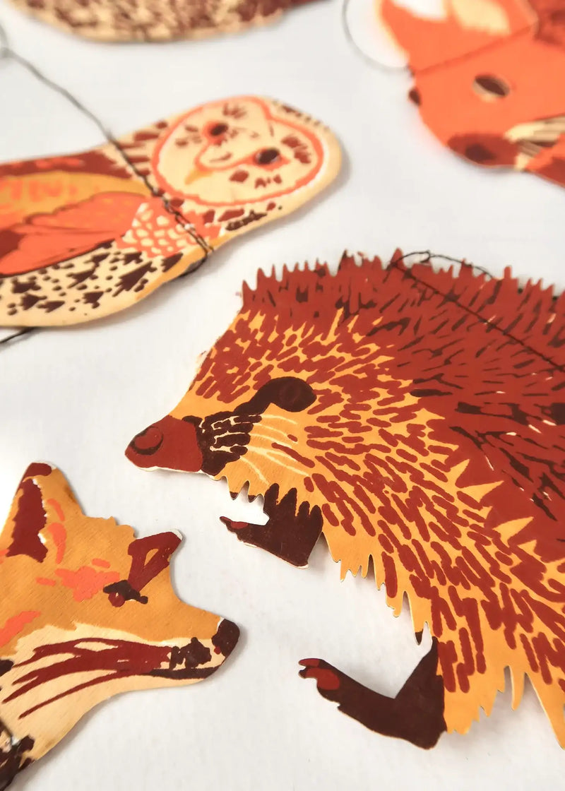 Girlande / Wildlife / 3m / Handsiebdruck / Baumwollpapier