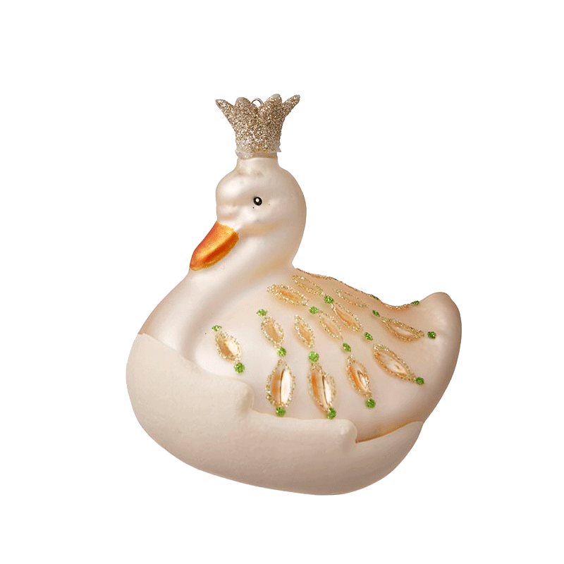 Bungalow / Xmas Ornament Swan / Champagne / Christbaumschmuck