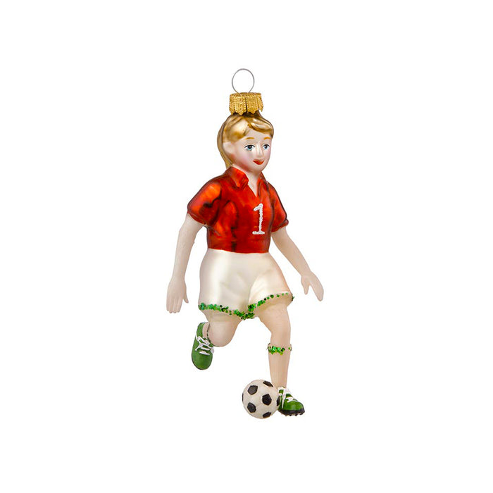 Bungalow / Xmas Ornament Football Girl Red  / Christbaumschmuck