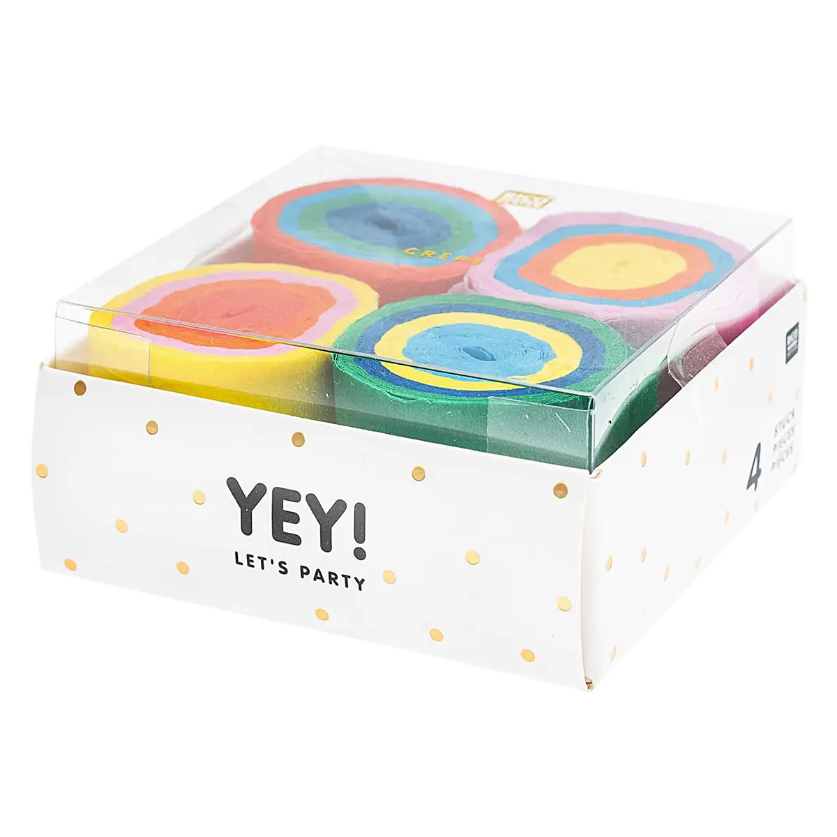 Rico Design / YEY! Let's Party / Kreppbänder Cake / mehrfarbig / 3,5cm / 10m / 4 Stück