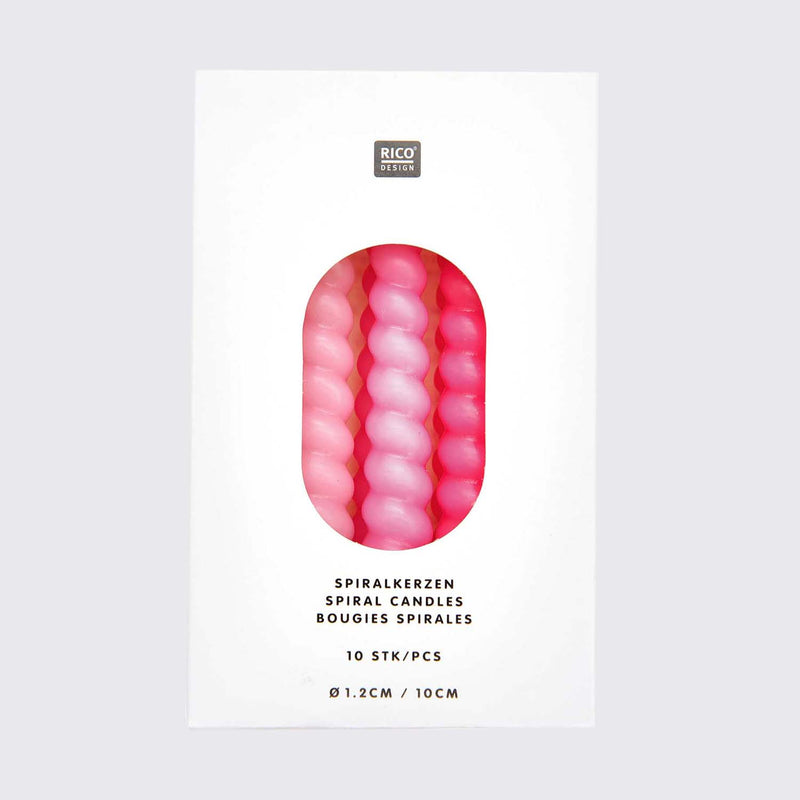 Rico Design / Spiralkerzen/ 10 Stueck / 10 cm / Pink Mix