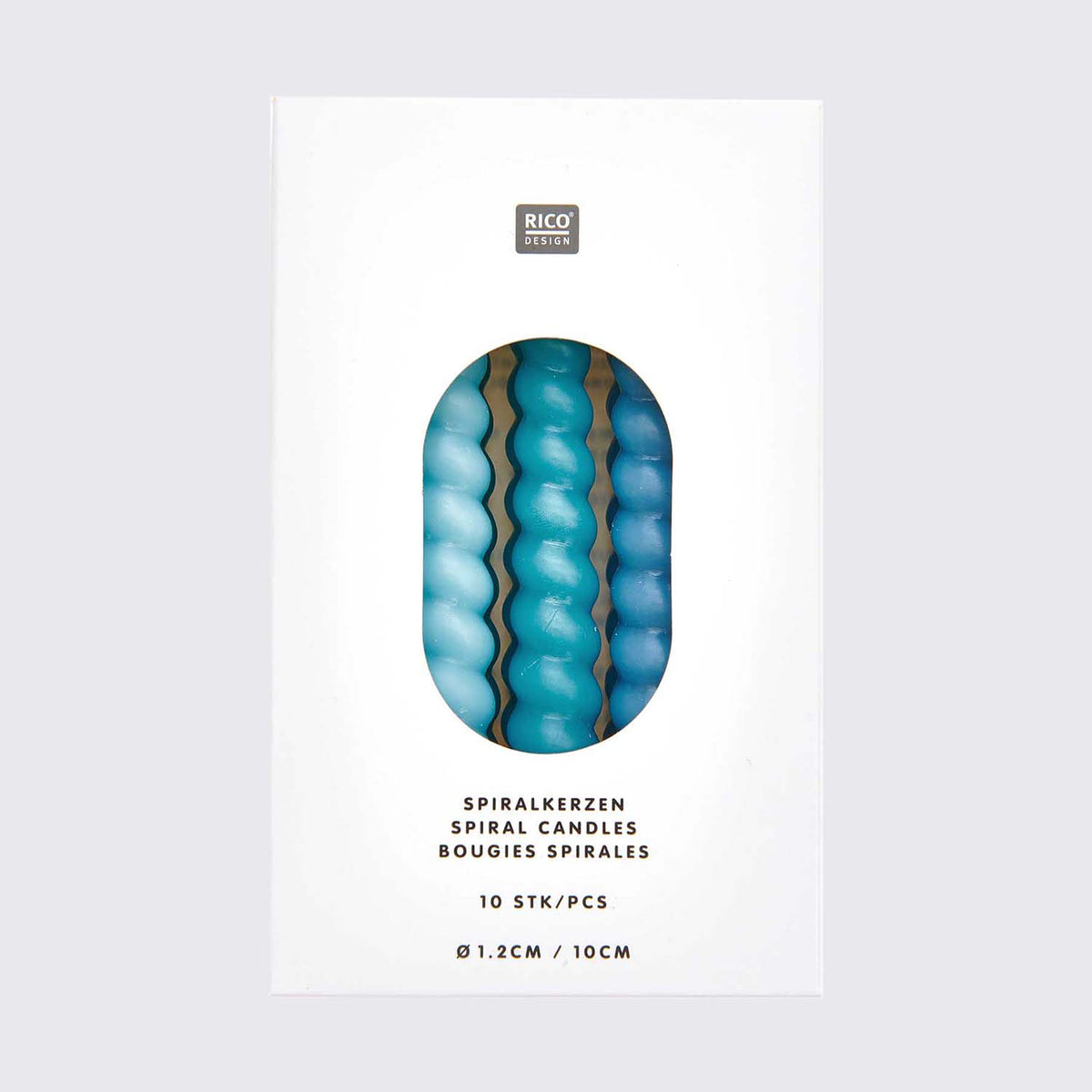 Rico Design / Spiralkerzen/ 10 Stueck / 10 cm / smokey blau Mix