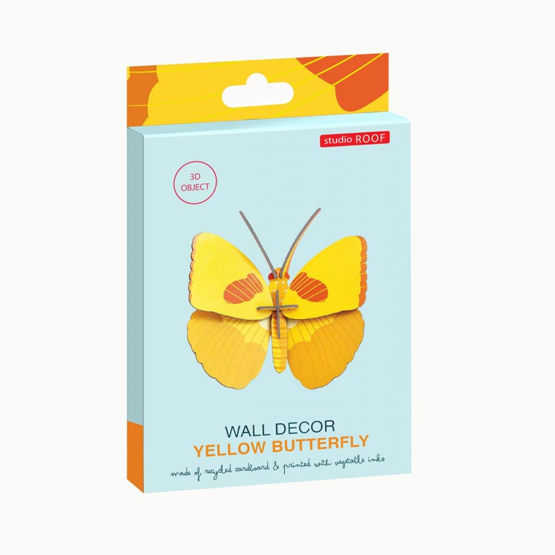 Studio Roof / Yellow Butterfly / Gelber Schmetterling / 3D Objekt / Wanddekoration / zum Basteln und Dekorieren