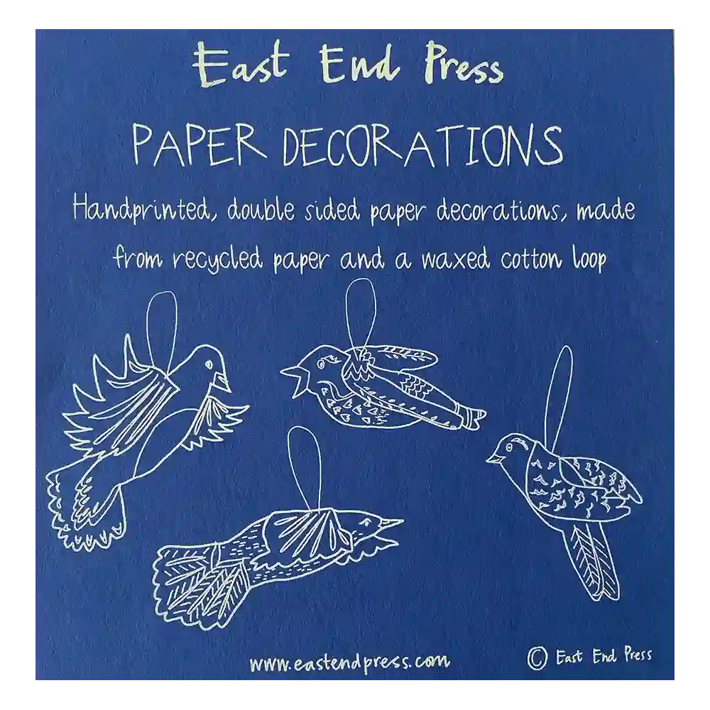 Papierdekoration / Birds 4 Set / zum aufhängen / Handsiebdruck / Baumwollpapier