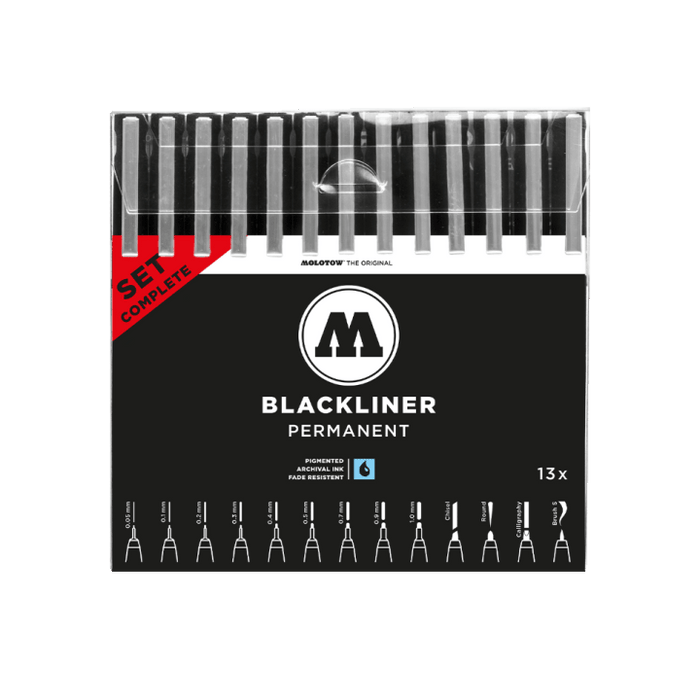 Molotow / Blackliner / Complete Set 13 / 13 Stifte / dokumentenecht / wasserfest / permanent
