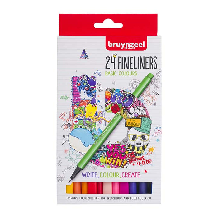 Bruynzeel, Basic Colours, 24 Stifte, Fineliner Set 24, Produktansicht